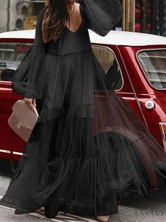 Lasaky - Chic Bubble Sleeve Sheer Mesh Evening Gown Fairy Dresses For Women, Vintage Midi Dresses, Dress Sleeve Styles, Sleeves Clothing, Vestidos Vintage, Fairy Dress, Lace Midi Dress, Types Of Skirts, Flowing Maxi Dress