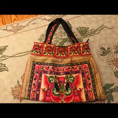 Beautiful, Bright , Unique Embroidery, Front / Back Different Designs . Zip Top , Inside Zip Compartment. Block Lining . Nwot Embroidered Shoulder Bag, Boho Tapestry, Unique Embroidery, Zip Top, Orange Pink, Pink And Orange, Reusable Tote Bags, Bag Lady, Tapestry