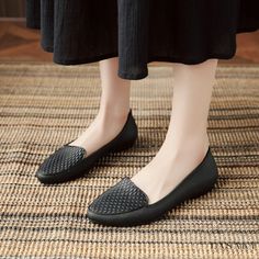 Lasaky - Comfortable and Stylish Low-Heel Slip-On Loafers: Flat Soles, Perfect for Casual Wear Black Slip-resistant Round Toe Flats, Casual Slip-resistant Round Toe Flats, Black Pointed Toe Slip-on Flats, Non-slip Black Flats, Non-slip Synthetic Flats, Slip-on Slip-resistant Closed Toe Loafers, Slip-on Loafers With Slip-resistant Round Toe, Black Slip-on Pointed Toe Flats, Casual Slip-resistant Closed Toe Loafers