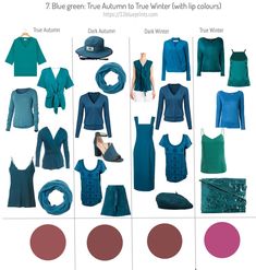 Your Best Blue Green Parts 1 and 2 - 12 Blueprints 12 Blueprints, Deep Autumn Color Palette, Sleeveless Silk Blouse, Lip Colours, True Autumn, Olive Skin Tone, True Winter, Seasonal Color Analysis, Fair Skin Tone