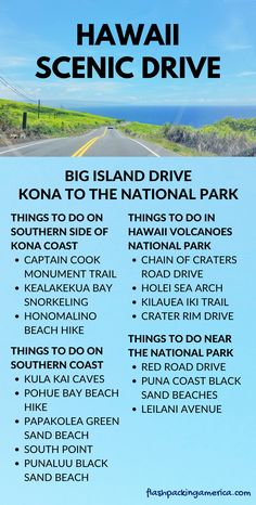 the hawaii scenic drive is shown in this poster