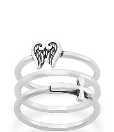 From James Avery&#x2C; this ring features:This three-piece sterling silver ring set from James Avery creates a timeless look of devotion. It features three textured rings a horizon cross&#x2C; angel wings and a simple band which you can wear one at a time or stacked. The set coordinates nicely with both our Angel Wings and Horizon Cross collections. Sterling silverAvailable in whole and half sizes 4-10Approx. 0.375" WCrafted in America using Symbolic Sterling Silver Stackable Rings, Symbolic Silver Stackable Jewelry, Silver Symbolic Stackable Jewelry, Silver Stackable Symbolic Jewelry, Silver Symbolic Stackable Rings, Symbolic Silver Stackable Rings, Sterling Silver Symbolic Stackable Rings, Symbolic Stackable Sterling Silver Rings, Sterling Silver Adjustable Stackable Rings With Polished Finish