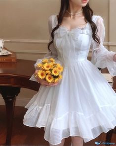 OrcaJump - Exquisite Princess Dress Featuring a Delicate Waist Bow and Charming Butterfly Embellishments Gaun Fashion, Fairy Dresses, Kawaii Dress, Cottagecore Dress, Mini Robes, Grunge Makeup, Korean Dress, Elegantes Outfit, Fairy Dress