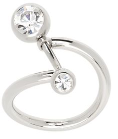 Handcrafted band ring in palladium-plated brass. Bezel-set crystals at face. Supplier color: Crystal Modern Cubic Zirconia Crystal Ring, Elegant Silver Stainless Steel Crystal Ring, Modern Silver Crystal Ring With Polished Finish, Justine Clenquet, Color Crystal, Womens Jewelry Rings, Bezel Setting, Band Ring, Band Rings