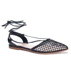 A classic sandal to tie for. With an edgy fishnet vamp and delicate lace-up leather straps that tie into a bow at the ankle, you'll look like the gift you are in the Cristina Summer Flats. Pair with a flowing dress or linen shorts for an effortless look that will garner every stare. By 42 Gold Mesh Fabric & Leather Upper Additional Manmade Materials Summer Lace-up Sandals With Wrapped Flat Heel, Elegant Ankle Wrap Lace-up Sandals For Spring, Elegant Lace-up Sandals For Beach, Chic Lace-up Sandals For Beach, Strappy Lace-up Sandals With Wrapped Heel For Vacation, Chic Ankle Wrap Lace-up Sandals For Vacation, Summer Cross-tied Ankle Wrap Sandals, Cross-tied Ankle Wrap Sandals For Summer, Black Ankle Tie Lace-up Sandals For Vacation