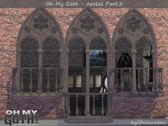 an old building with three gothic windows and the words, oh my god - aesis part 3