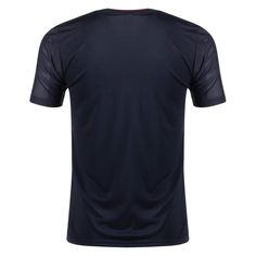 the back of a black t - shirt that has mesh detailing on the sleeves and chest