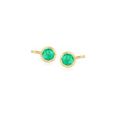 Ross-Simons - .20 ct. t. w. Emerald Stud Earrings in 14kt Yellow Gold. RS Pure. Modern designs that complete your outfit and complement your personality. Stacked or solo, these dainty emerald stud earrings will add a pop of color to your everyday outfits. They feature .20 ct. t. w. emeralds in polished 14kt yellow gold. Post/clutch, emerald stud earrings. Emerald birthstones are the perfect gift for May birthdays. May Birthdays, Diamond Anklet, Italian Gold Jewelry, Emerald Stud Earrings, Mixed Metal Bracelets, Emerald Birthstone, Pearl Strands Necklace, Earrings Emerald, Diamond Tennis Necklace