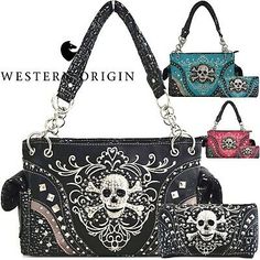 Skull Purses Handbags, Western Style Purse, Muddy Girl Camo, Unusual Handbags, Rhinestone Skull, Heart Brand