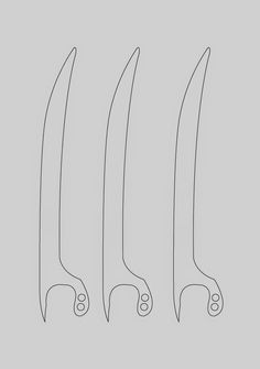 four knives are lined up in a row