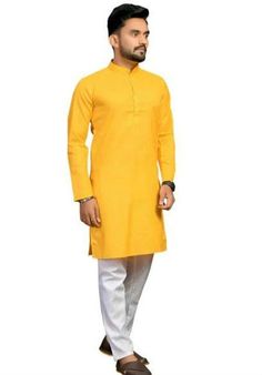 Man kurta for Man Give yourself a best ethnic look by wearing this Top and bottom Set. Made of rich cotton silk blend fabric this regular-fit set comprises a full-sleeved Indian kurta pajama This outfit with mojris will look apart on special occasions. material 100%Cotton Color : Yellow color Kurta Length : 40 inches Shirt Chest is measurement for shirt (not body) As per standard, for best loose fitting 6 inches gap should be there between actual chest size and shirt chest size Size chart is below Men's Sizes Actual Body Chest - Ready Shirt Chest i Add 6" Inches Lose Fitting Fabric Armhole To Armhole. XS - 30" Inches 36" Inches S - 34" Inches 40" Inches M - 36" Inche 42" Inches L - 40" Inches 46" Inches XL - 44" Inches 50" Inches 2XL - 48" Inches 54" Inches 3XL - 52" Inches 58" Inches 4XL Kurta For Man, Party Wear Kurta, Top And Bottom Set, Men Kurta, Indian Kurta, Ethnic Looks, Party Kleidung, Kurta Pajama, Cotton Silk