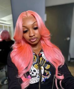 Pink Wig Hairstyles, Pink Lace Wig, Platinum Blonde Highlights, Curly Lace Wig, Frontal Wig Hairstyles, Pink Wig, Red Wigs