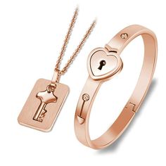 PRICES MAY VARY. 😍SMART DESIGN - Lock bracelet and key necklace is 2.2 inches in diameter and fits a small wrist. We recommend that you measure your wrist before buying to avoid it not fitting your wrist. Necklace chain length is 19.8 inches. Romantic matching couple jewelry symbolize that only this key will open up the heart lock 💏COUPLE SELECTION - Unique design by womens heart lock bracelet with mens key necklace, the couples jewelry is romantic gifts for girlfriend and wife on valentines d Locking Bracelet, Promise Bracelet, Key Bracelet, Love Lock, Key Pendant Necklace, Key Jewelry, Heart Lock, Couple Necklaces, Locks & Key