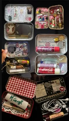 an assortment of different types of items in plastic containers