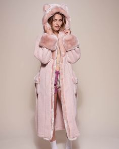 Classic Rose Quartz Wolf Luxe Faux Fur House Robe - SpiritHoods Fuzzy Robe, Robe For Women, Cosy Outfit, Luxury Robes, Pajamas All Day, Soft Robes, Pink Winter, Women Pajamas, Pink Fur