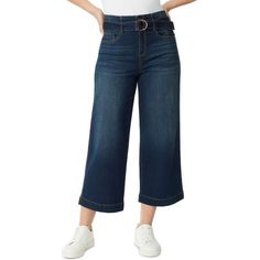 Manufacturer: Gloria Vanderbilt Style Type: Wide Leg Jeans Collection: Gloria Vanderbilt Sleeve Length: Material: 98% Cotton/2% Spandex Fabric Type: Denim Specialty: Belted Sku: BH5965518 Removable Belt Included Size: 14.  Color: Blue.  Gender: female.  Age Group: adult. Jeans Collection, Denim Belt, Womens Denim, Jeans Material, Gloria Vanderbilt, Tapered Jeans, Cargo Jeans, Blue Gender, Spandex Fabric