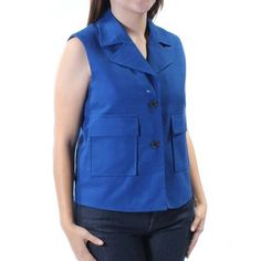 Nwt Anne Klein Womens Work Vest Top Sz 12 Blue Mariner Pockets Button Notched New With Tags * Size: 12 * Measurements-Length: 23.5" Bust: 20" Pit To Pit * Color: Blue * Other Features: Womens Vest In Solid Blue Color- The Collar Is Notched, Button Closure, Sleeveless, Made With Cotton Blended Material With Stretch, Is Is Fully Lined, Can Be Worn At Top And Vest-(Please See The Model Picture) Note: All Products Are Described As Accurately As Possible, And Descriptions Include Images. We Uploaded Blue Office Outerwear With Snap Buttons, Blue Office Tops With Pockets, Blue Tops With Button Cuffs For Work, Blue Buttoned Career Outerwear, Career Blue Buttoned Outerwear, Career Blue Outerwear With Buttons, Blue Workwear Top With Buttoned Pockets, Blue Workwear Tops With Buttoned Pockets, Blue Button-up Vest With Buttons