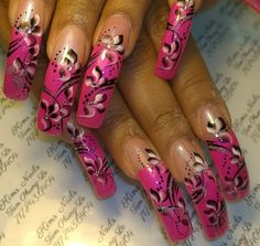 Trashy Nails, Mcbling Nails, 2000s Nails, Gyaru Nails, 90s Nails, Curved Nails, Retro Nails, Long Nail Designs