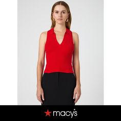 in stock Casual Red V-neck Tank Top, Red Stretch V-neck Tank Top, Red V-neck Vest For Spring, Fitted Sleeveless V-neck Top For Work, Stretch V-neck Tank Top For Work, Elegant Red V-neck Tank Top, Casual Fitted Sleeveless V-neck Top, Fitted Red V-neck Tank Top, Chic Fitted Sleeveless V-neck Top