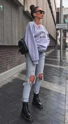 Dr Martens Outfit Fall, Martens Outfit, Dr Martens Outfit, Trendy Spring Outfits, Looks Pinterest, Anna Campbell, Jean Jacket Outfits, Winter Stil