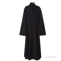 The Row's Long-Sleeve 'Rocio' Dress Is Made From Wool Crepe De Chine In A Fluid Silhouette. Designed With A Mock Neckline Its Maxi Length Is Tailored In A Flowing Hemline Maxi Shift Dress, Velvet Dress Long, Wool Crepe, Maxi Shirts, Maxi Shirt Dress, Mock Neckline, Black Sleeveless Dress, Wool Dress, Stretch Dress