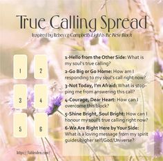 an image of a poem with flowers in the foreground and text below it that says true calling spread