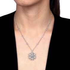 Graff Snowflake 6.67ct Diamond White Gold Neckace 0003100 Graff Jewelry, Snowflake Pendant, White Gold Necklace, Diamond Jewelry Designs, Marquise Cut Diamond, White Gold Necklaces, Diamond Pendant Necklace, Gia Certified Diamonds, Round Brilliant Cut Diamond