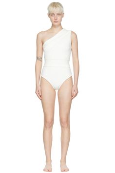 One-shoulder Fitted Bodysuit With Lined Body, One Shoulder Fitted Bodysuit With Lined Body, Summer One-shoulder Elastane Top, Summer One Shoulder Top With Asymmetrical Neckline, Fitted One-shoulder Bodysuit With Lined Body, Fitted One Shoulder Elastane Top For Summer, Fitted Elastane One Shoulder Top For Summer, One-shoulder Stretch Swimwear For Beachwear, One Shoulder Stretch Swimwear For Beachwear