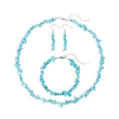 PRICES MAY VARY. 【Natural Crystal Jewelry Set】: There are 1 piece of natural quartz stone choker necklace, 1 piece of natural crystal gemstone bracelet and 1 pair of natural tumbled stone dangle earrings, which are nice combinations to complete your dress up, the quantity is also sufficient for you to wear and replace in daily life. 【Adjustable Size】: The turquoise necklace length is about 16.5"(42cm), matching a 2.0" extender chain to fit most necks'sizes. The turquoise bracelet length is about Adjustable Blue Raw Stone Jewelry, Adjustable Stone Jewelry For The Beach, Adjustable Blue Jewelry With Raw Stone, Adjustable Raw Blue Stone Jewelry, Adjustable Beach Jewelry With Stones, Howlite Gemstone Beads Jewelry For Gifts, Howlite Gemstone Beads Jewelry As A Gift, Bohemian Howlite Jewelry With Natural Stones, Turquoise Choker