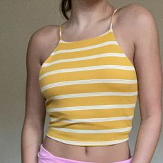 The Cove. Size Medium. Yellow And White. New Without Tags. Yellow Cropped Tank Top For Spring, Cropped Yellow Tank Top For Spring, Yellow Tank Top For Spring Vacation, Yellow Tank Top For Vacation In Spring, Yellow Tank Top For Vacation And Spring, Cute Yellow Sleeveless Top, Yellow Crop Top Tank Top For Summer, Trendy Yellow Beach Tank Top, Yellow Cotton Tank Top For Spring