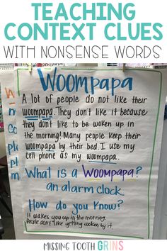 a classroom poster with words written on it