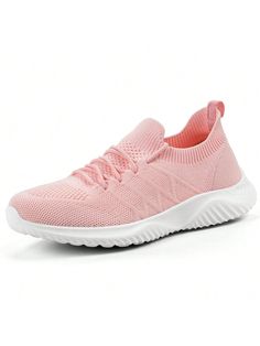 Pink  Collar     Embellished   Women Shoes Comfortable Breathable Pink Slip-on Sneakers, Sporty Non-slip Lace-up Running Shoes, Comfortable Slip-resistant Running Shoes With Athletic Fit, Athleisure Slip-on Sneakers With Round Toe For Light Exercise, Slip-resistant Low-top Running Shoes For Workout, Breathable High-top Walking Shoes For Sports, Athleisure Non-slip Sneakers For Sports, Slip-resistant Athleisure Running Shoes For Workout, Non-slip Walking Shoes For Light Exercise