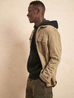 Organic Double-Knit Sweater Hoodie | Banana Republic Cotton Hoodie For Outdoor, Cotton Long Sleeve Hoodie For Outdoor, Outdoor Long Sleeve Cotton Hoodie, Khaki Cotton Hoodie With Adjustable Hood, Outdoor Cotton Hoodie For Fall, Khaki Cotton Hoodie With Drawstring Hood, Casual Cotton Khaki Hoodie, Khaki Long Sleeve Hoodie With Adjustable Hood, Winter Khaki Hoodie With Relaxed Fit