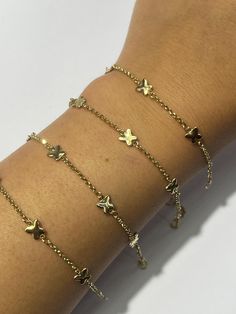 Dainty 14k yellow gold butterfly bracelets for little girl/ adults. Perfect to wear everyday or to give as a gift! 14k yellow gold  Length is 7'' that also adjusts to 6.5'' Spring ring lock Butterfly Bracelets, Butterfly Bracelet, Gold Butterfly, Chain Link Bracelet, Spring Rings, Link Bracelets, Chain Link, Jewelry Bracelets, Accessory Gift