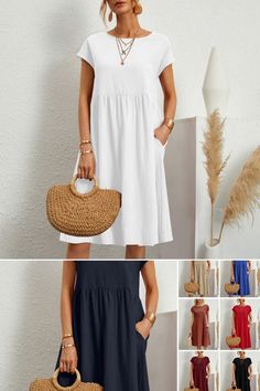 🌞Your favourite linen dresses will see you through the rest of summer, keeping you cool on sunny days. 😍Our 100% linen dress is voluminous with an easy relaxed fit. Flattering on all shapes and sizes with cute elasticated pockets. Linen Solid Color Dress For Day Out, Summer Linen Dress In Solid Color, Vacation Linen Dress Solid Color, Solid Color Linen Vacation Dress, Summer Beach Midi Dress With Pockets, Casual Solid Color Linen Beach Dress, Casual Solid Color Linen Dress For Vacation, Casual Solid Linen Summer Dress, Casual Linen Beach Dress In Solid Color