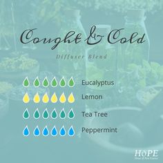 Feel Better Diffuser Blends, Cough Suppressant Essential Oils, Chest Cold Essential Oils Diffuser, Essential Oils For Colds Diffuser, Cough Essential Oil Blend, Oils To Diffuse For Cough, Cough Relief Diffuser Blend, Vicks Essential Oil Blend Diffuser, Essential Oil Blend For Colds