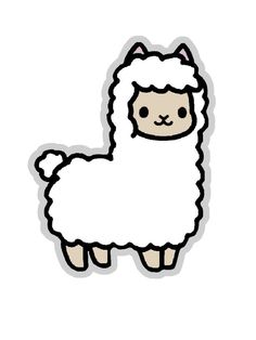 an image of a cartoon llama sticker on a white background with black outline