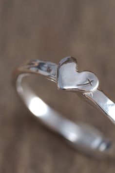 Narrow sterling silver band with raised petite heart and tiny etched cross reflection. Available in sizes: 5, 6, 7, 8, 9, 10... Reflection Design, Mark 12 30, Purity Ring, Cleaning Silver Jewelry, Christian Jewelry, Silver Jewelry Rings, Sea Glass Jewelry, Sterling Silver Bands, Unique Engagement Rings