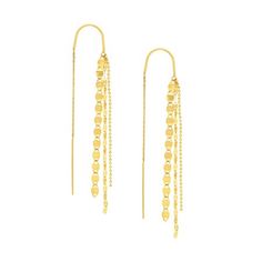 14K Yellow Gold Multi Chain Dangle Threader Earrings - Women. Exquisite designs made to tantalize the fashion senses, these earrings ranging from modest to abstract will no doubt invigorate your wardrobe with a zestful breath of fashionista inspiration. Be it threader, tassel or drop earring, our 14-karat gold jewelry will make you pop out of the crowd with a luxurious brilliance. If you have a passion for fashion, these earrings are a must own for your collection. Size: one size.  Gender: femal Gold-plated Yellow Gold Linear Earrings With Ear Wire, Yellow Gold-plated Earrings With Adjustable Chain, Yellow Gold Plated Earrings With Adjustable Chain, Gold Drop Chandelier Earrings With Adjustable Chain, Gold Chandelier Drop Earrings With Adjustable Chain, Yellow Gold Drop Earrings With Adjustable Chain, Gold-plated Linear Dangle Earrings With Adjustable Chain, Gold-plated Long Drop Linear Earrings With Adjustable Chain, Gold Dangle Linear Earrings With Adjustable Chain