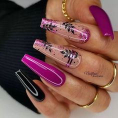 Trendy & Unique Acrylic Nail Inspirations Purple Acrylic Nails, Lavender Nails, Dope Nail Designs, Long Acrylic Nails Coffin, Black Nail, Coffin Nails Designs, Dope Nails, Creative Nails, Nail Polishes