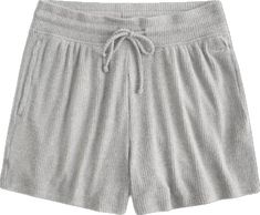 a pair of gray shorts with draws on the side and an elastic belt around the waist