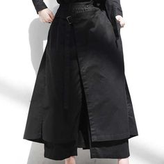 Length: Ankle-Length Pants Material: COTTON Pattern Type: Solid Style: Streetwear Pant Style: Wide Leg Pants Closure Type: Elastic Waist Front Style: Flat Waist Type: High Gender: Women Fabric Type: Jersey Fit Type: REGULAR Decoration: Button Black Belted Wide Leg Bottoms, Black Belted Trousers, Black Cotton Belted Bottoms, Black Belted Cotton Bottoms, Black Cotton Wide Leg Culottes, Belted Black Cotton Bottoms, Black Wide Leg Cotton Culottes, Black Straight Culottes, Black Belted High-waisted Pants