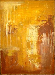 an abstract painting with yellow and brown colors