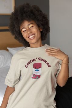 "Dress to impress this holiday season with our quirky and festive \"Gettin' Sauced\" T-Shirt! Whether you're a cranberry connoisseur or just love a good play on words, this shirt is a must-have for those who appreciate a saucy sense of style. Looking for a unique and fun gift for the food lover in your life? This shirt is a delightful choice! Whether it's a holiday surprise or just a thoughtful gesture, \"Gettin' Sauced\" is sure to bring a smile to their face. Join the saucy squad and make a statement with the \"Gettin' Sauced\" Cranberry Sauce T-Shirt. Embrace the holiday spirit and showcase your playful side with this charming and comfortable addition to your wardrobe. Grab yours today and get ready to saunter into the season with style! 🍒✨ - All items are custom made for you! Due to t Turkey Trot, Funny Thanksgiving, Cranberry Sauce, Thanksgiving Dinner, Holiday Spirit, Cotton Dresses, Food Lover, Cranberry, Dress To Impress