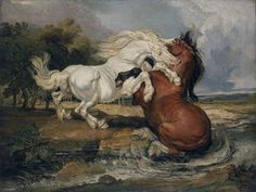 size: 12x9in Giclee Print: Fighting Horses, 1808 (Oil on Canvas) by James Ward : Equine Art, Classical Art, Horse Painting, Horse Art, Animal Paintings, Classic Art, The Wild, Animal Art, Art Inspo