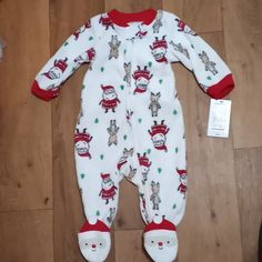 Nwt Baby "Carters" Christmas Sleep & Play Onsie W/Footie 100% Polyester New With Tag Same Day Next Day Shipping Smoke Free Pet Free Home Size Newborn Cute Christmas Holiday Onesie, White Holiday Onesie For Winter, White Winter Holiday Onesie, Cute Christmas Onesie, Isabella Rose, 3 Months, Kids Shop, Sleep, One Piece