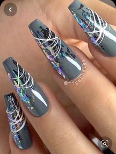 Texas Spring, Unghie Sfumate, Nails Extra, Her Nails, Spring Valley, Gray Nails, Skin Nails, Nails Black, Foil Nails