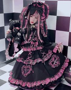 Harajuku Outfit, Outfits Punk, Goth Harajuku, Lolita Outfits, Pastel Goth Fashion, Kawaii Dress, Kawaii Fashion Outfits, Top Skirt Set, Grunge Goth