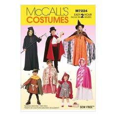 PRICES MAY VARY. Children's sewing template includes sewing pattern pieces and instructions to create a variety of costume capes and tunics. Children's cape costumes can be sewn in sizes small, medium, large, and extra large. Sew your own DIY Halloween costume with this fun and easy sewing template! Customize your capes and tunics with your choice of fun fabrics and patterns. Easy to sew template is designed to be completed in 2 hours or less. Hood Cape, Girls Cape, Costume Capes, Tunic Sewing Patterns, Cape Costume, Costume Sewing Patterns, Costume Patterns, Mccalls Sewing Patterns, Vogue Patterns