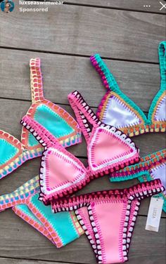 Cute Preppy Bikinis, Colorful Bikinis Pattern, Preppy Bathing Suits, Preppy Bathing Suit, Triangl Bikinis, Swimsuits Triangle, Colorful Swimsuit, Bright Swimsuit